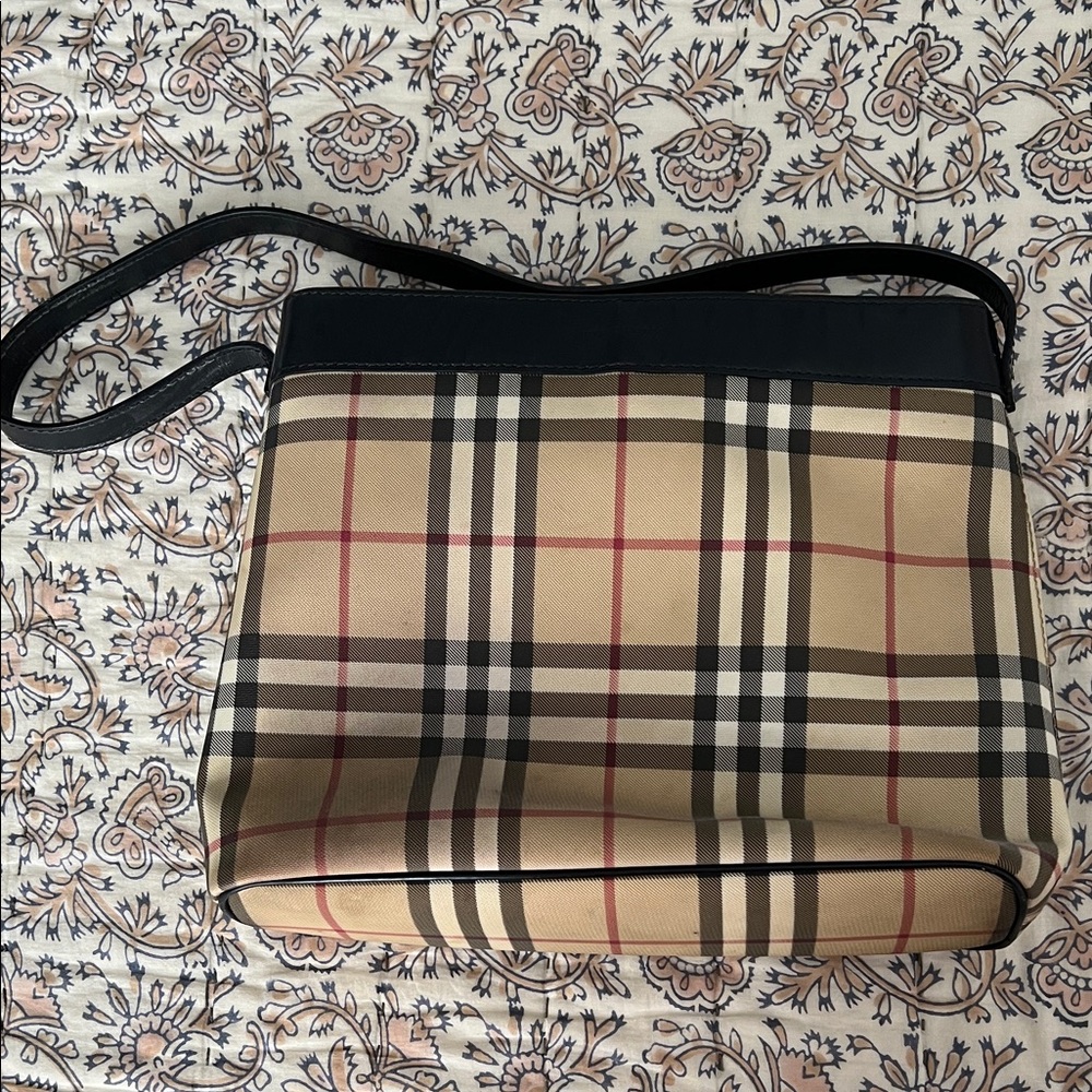 Burberry Beige and Black Checkered Bag